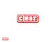 Rotes Logo mit dem Wort "clear" und einem Häkchen in einem Rechteck.