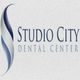 Logo of Studio City Dental Center with a blue and white swirl design on the left.