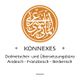 Logo von Konnexes mit arabischer Kalligraphie, Dolmetscherbüro für Arabisch, Französisch und Berberisch.