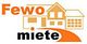 Logo mit einem Haus und Text "Fewo miete" in orange und schwarz.