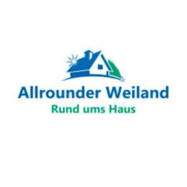 Logo von "Allrounder Weiland" mit Haus und Pflanzen, Text: "Rund ums Haus".