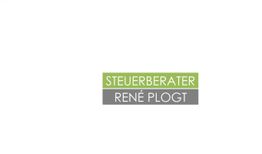 Textlogo: "STEUERBERATER RENÉ PLOGT" auf grünem und grauem Hintergrund.