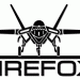 Schwarz-weißes Flugzeug-Logo mit Schriftzug "FIREFOX" darunter.
