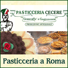 Immagine di una pasticceria a Roma con dolci e logo Pasticceria Cecere.