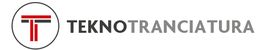 Logo di Tekno Tranciatura con una "T" rossa stilizzata in un cerchio. Scritta grigio-nera.