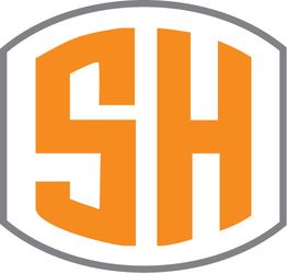 Logo mit den Buchstaben "SH" in Orange, eingefasst von einem grauen Rahmen.