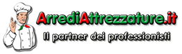Logo con chef e testo "ArrediAttrezzature.it, il partner dei professionisti".