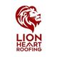Lion Heart Roofing logo with a stylized red lion's head above the text.