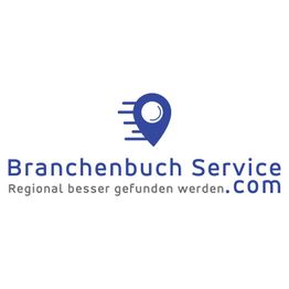 Logo von Branchenbuch Service mit Schnellsymbol und Slogan "Regional besser gefunden werden".