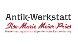 Antik-Werkstatt Logo mit Schriftzug für Restaurierung: Ilse-Marie Meier-Preis.