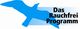 Blauer Vogel-Silhouette, Text: "Das Rauchfrei Programm."