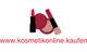 Makeup-Produkte und Text "www.kosmetikonline.kaufen" in roter Schrift.