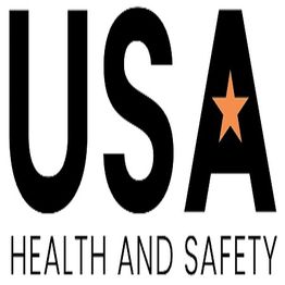 Text "USA Health and Safety" with an orange star in the "A".