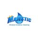 Logo for "Majestic Windows & Exterior Cleaning" with a water droplet and crown.