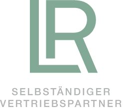Grünes LR-Logo mit dem Text "Selbständiger Vertriebspartner" darunter in Grau.
