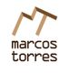 Logo con las iniciales "MT" en marrón y texto "marcos torres" en tipografía moderna.