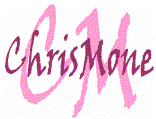 Schriftzug "ChrisMone" in lila/pink auf weißem Hintergrund.