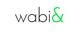 Logo de la palabra "wabi" en negro y "&" en verde sobre fondo blanco.