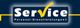 Logo mit Text: "Service Personal-Dienstleistungen", gelbes Häkchen im Wort "Service".