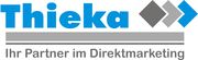 Logo von Thieka, blau-grau, mit Slogan "Ihr Partner im Direktmarketing".