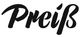 Schwarzer Schriftzug "Preis" auf weißem Hintergrund, in geschwungener, künstlerischer Schrift.