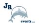 Logo mit einem Delfin und den Worten "JR events ...". Delfin schwimmt durch einen Halbkreis.