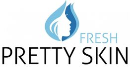 Logo mit blauem Gesicht im Wasser und Text "Fresh Pretty Skin".