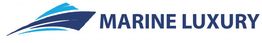 Logotipo de Marine Luxury con diseño estilizado de un barco en tonos azules.