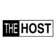 Texto en blanco y negro "THE HOST" en un diseño rectangular dividido en dos secciones.