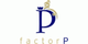 Logo mit dem Buchstaben "P" und einem Ritterhelm. Darunter steht der Schriftzug "factorP".