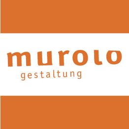 „Murolos Logo in Orange mit dem Wort ‚gestaltung‘ darunter auf weißem Hintergrund.“
