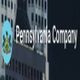 Sign reading "Pennsylvania Company" with a seal, on a building in the background.
