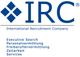 Logo von IRC: International Recruitment Company mit Dienstleistungsliste in Blau.