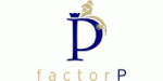 Logo mit dem Buchstaben "P" und einem Ritterhelm. Darunter steht der Schriftzug "factorP".