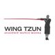 Silhouette einer Figur mit ausgestrecktem Arm, daneben der Text: "Wing Tzun Akademie Marco Manna".