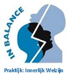 Silhouetten van gezichten in balans. Tekst: "In Balance" en "Praktijk: Innerlijk Welzijn".