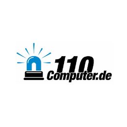 Blaulicht-Symbol neben dem Text "110 Computer.de" in Schwarz auf weißem Hintergrund.