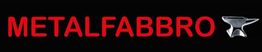 Scritta "METALFABBRO" in rosso su fondo nero con icona di un'incudine a destra.