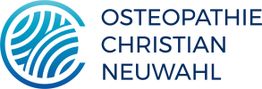 Logo mit blauem Spiralmuster und Text "Osteopathie Christian Neuwahl".
