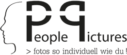 Logo mit Silhouette und Text: "People Pictures - Fotos so individuell wie du!"
