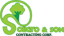 Logo with a tree and text: "Solicito & Son Contracting Corp." in green.
