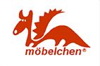 Rotes Drachen-Logo mit dem Wort "möbelchen" darunter auf weißem Hintergrund.
