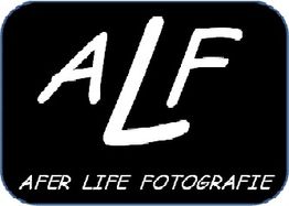Zwart logo met witte tekst: ALF, Afer Life Fotografie.