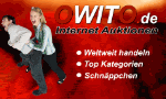 Paar lacht, OWITO.de-Logo, Text: "Weltweit handeln, Top Kategorien, Schnäppchen" auf rotem Hintergrund.
