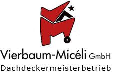 Logo von Vierbaum-Micéli GmbH, Dachdeckermeisterbetrieb mit stilisiertem roten Dach.