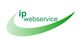 Logo mit grünem Schriftzug "ip webservice" und geschwungenem, grünem Bogen darunter.
