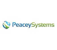Peacey Systems logo features a globe design with the company name in blue and green text.
