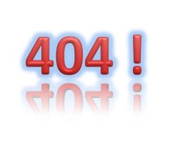 „404!“ in rotem Text mit blauem Schein und Spiegelung. Hinweis auf eine nicht gefundene Seite.
