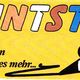 Gelbes Werbeschild mit buntem Stift und Text: "Der Buntstift", Schreibwaren, Tabak und mehr.