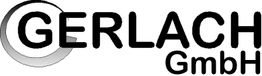 Logo mit Schriftzug "Gerlach GmbH", stilisiertes "G" im Hintergrund.